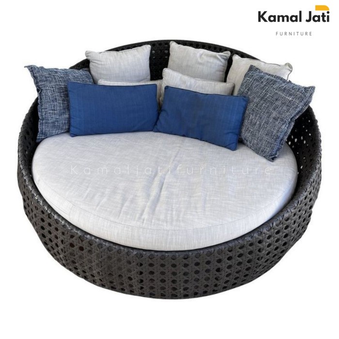 kursi daybed rotan sintetis outdoor taman