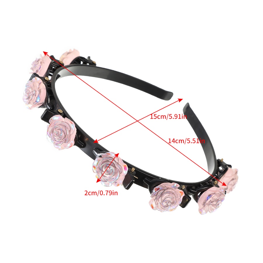 Korea Kristal Bunga Mawar Rambut Band Kepang Plastik Headband Hair Clip Woman Aksesoris Rambut