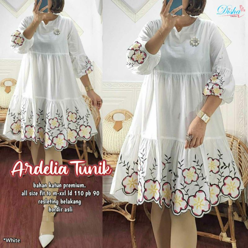 Ardelia tunik atasan wanita tunic bahan shakila bordir ori
