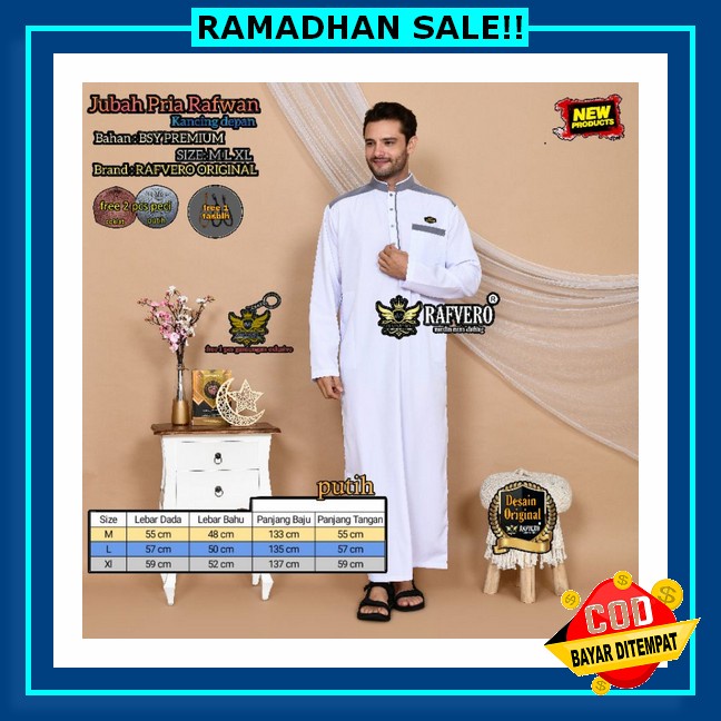 Gamis Jubah Pria Laki Laki Dewasa Cowok Remaja Model Haromain Motif Embos Lengan Pendek Kancing Snap