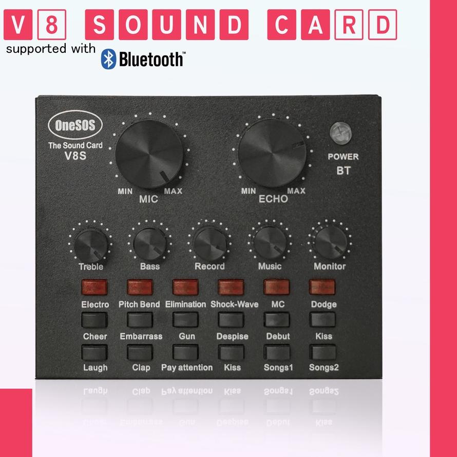 ⅎ OneSOS Sound Card V8S | Sound Card V8S Plus Mixer SoundCard V8 MIXER Audio USB External Soundcard 