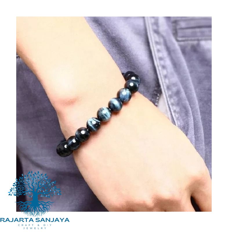 Gelang Batu Blue Tiger Eye 10 mm