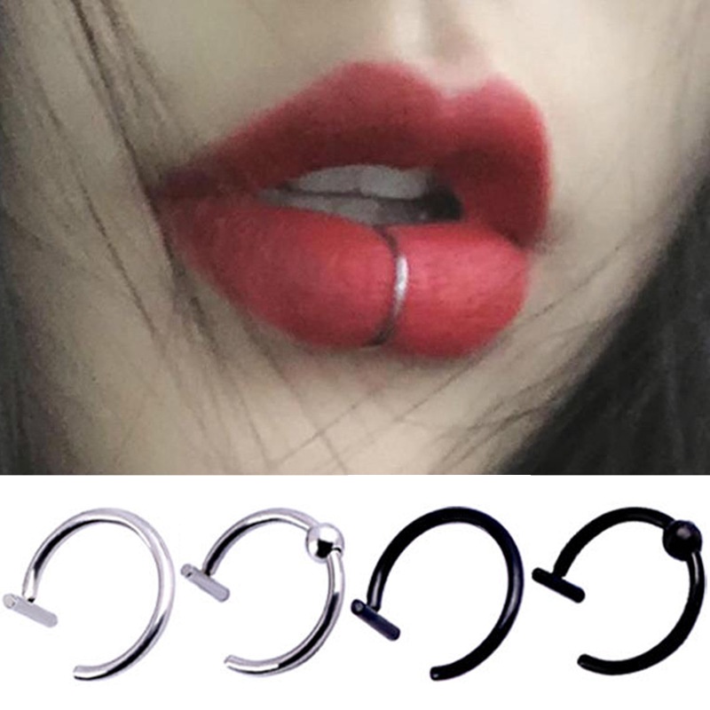 Cincin Klip Bibir | Anting Stud Hidung Palsu Tanpa Lubang | Sendok Garpu Bahan Stainless Steel | Aksesoris Pria Dan Wanita