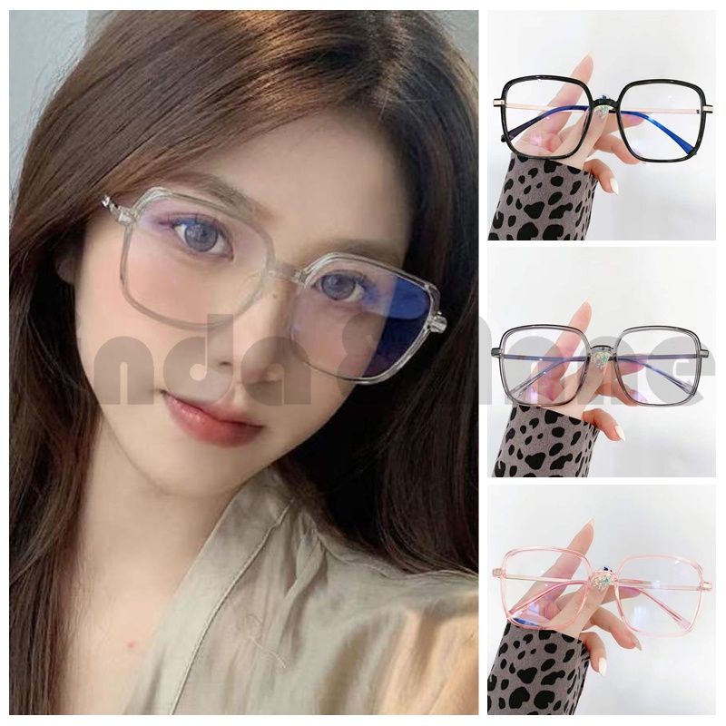 Frame&amp;Lensa Kacamata Wanita Lensa Kotak Aksesoris Fashion Import