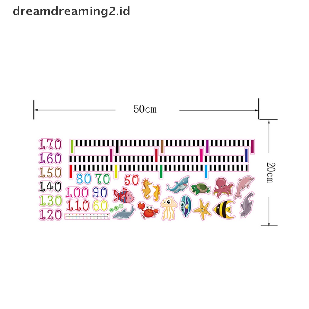 (dream) Heart wall er baby growth chart under sea animal Pengukur Tinggi Badan decal.