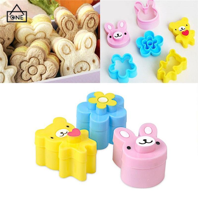 COD❤️3Pcs/Set Cetakan Roti Biskuit Sandwich Bentuk Kartun Lucu Untuk Anak-Anak-A.one