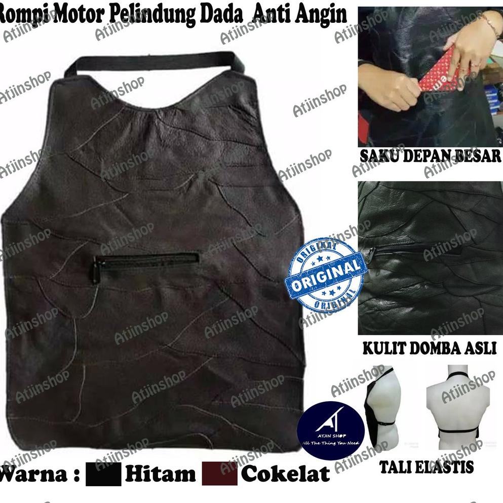 Grosir [Bonus Emas] Rompi Motor Kulit Pelindung Dada Anti Angin Kulit Domba Asli Biker Touring  Peli