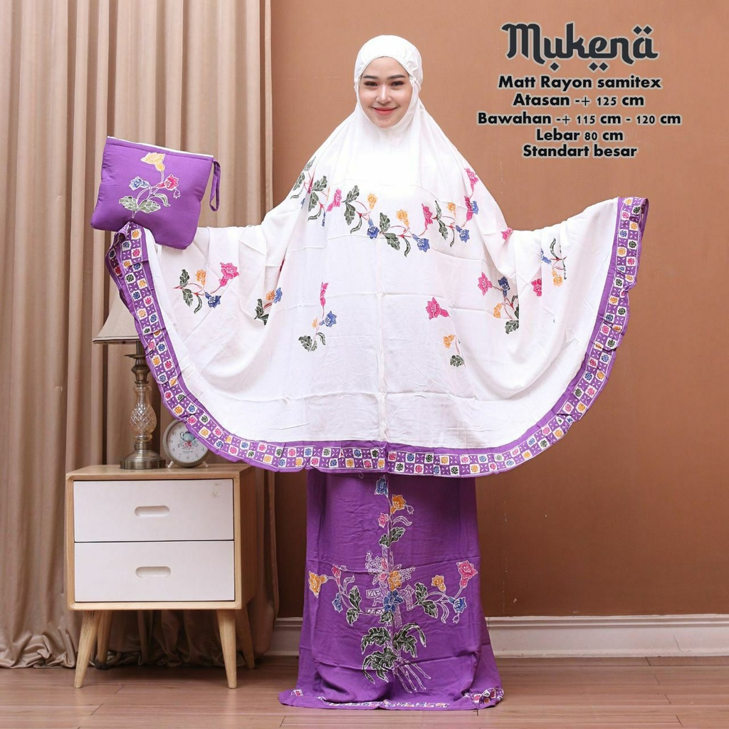 Mukena Batik Cap Ukuran Dewasa Mukena Dewasa Bahan Rayon Samitex