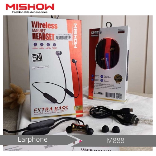 MISHOW Earphone ME-888 Wireless With Extreme Bass And Magnet