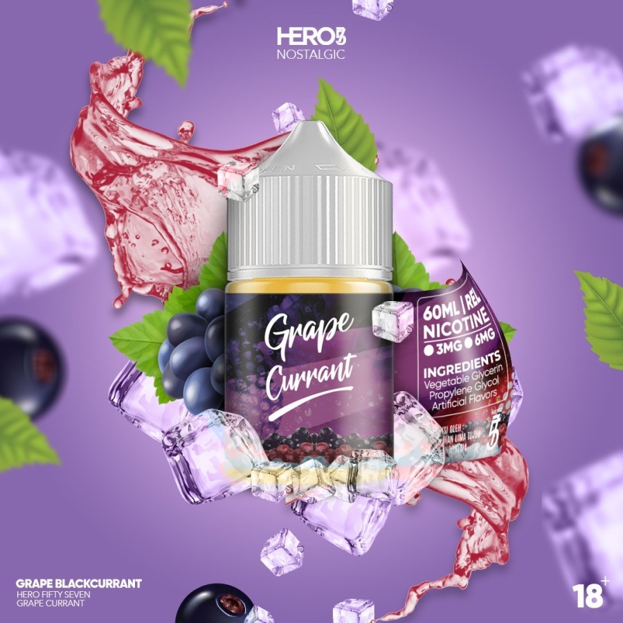 FREEBASE GRAPE CURRANT 60ML BY HERO57 LIQUID FREEBASE 100% AUTHENTIC