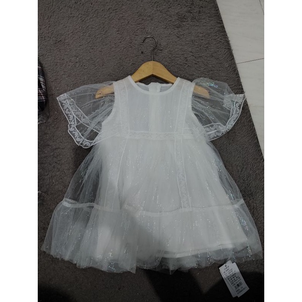 GAUN PUTIH ULANG TAHUN ANAK IMPORT PREMIUM - DRESS TILE PUTIH UNTUK ACARA - GAUN PESTA ANAK 8/9 TAHU