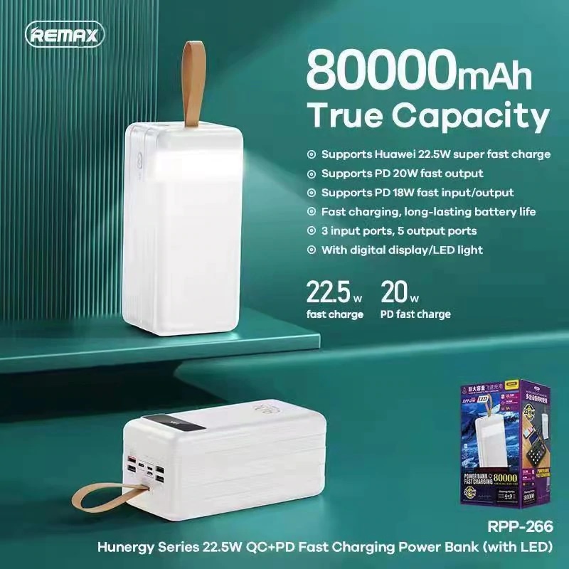 AKN88 - REMAX RPP-266 HUNERGY SERIES - 80000mAh QC PD Fast Charging Powerbank