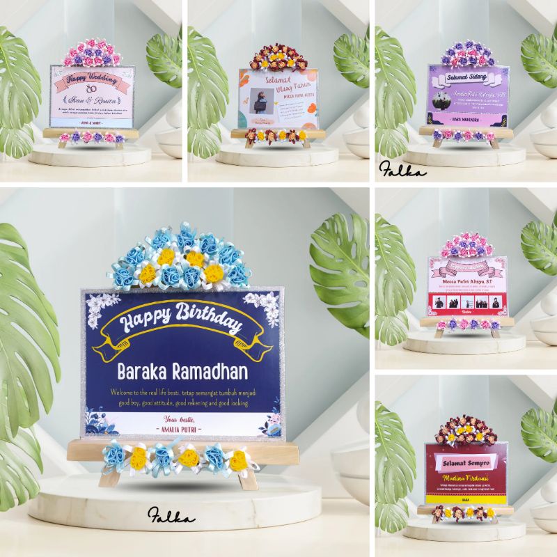 PAPAN BUNGA MINI / HAMPERS KARANGAN BUNGA HADIAH KADO ULANGTAHUN WISUDA ANNIVERSARY WEDDING SIDANG S