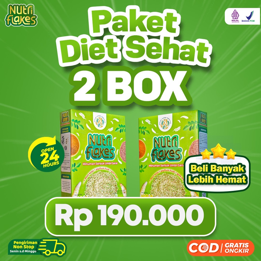 Paket Diet Sehat - 2 Box Nutriflakes Solusi Gangguan Pencernaan Atur Kadar Kolesterol Kolestrol Terapi Asam Lambung Maag Magh Kronis Cegah Penyakit Jantung Sehat Sae Store