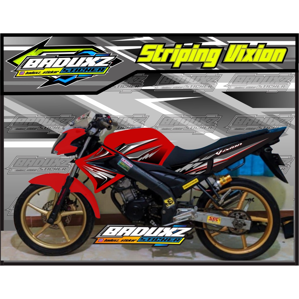STRIPING MOTOR CUSTOM VARIASI TERBARU VIXION OLD MERAH HITAM