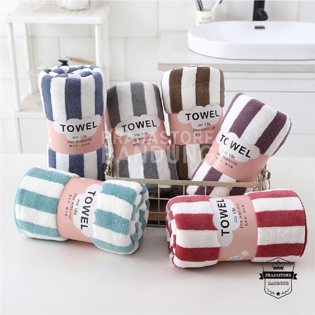 Handuk Mandi Microfiber Dewasa Jumbo Size 70x140 Salur Tebal Lembut Menyerap Air Super Premium Murah Anduk Polos Motif Import Lebar Halus Pria Wanita Yg Nyerap Dan Serap Haduk Ukran Besar Hanuk Impor Cowok Cewek Towel Grosir Cuci Gudang Termurah COD