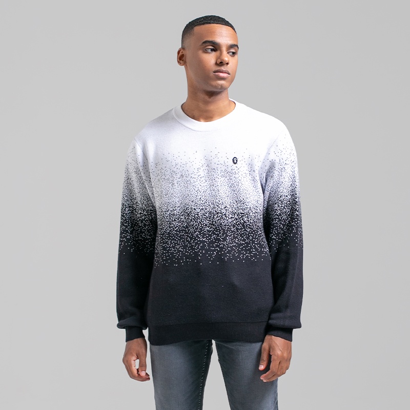 Greenlight Original Jaket Sweater Rajut 100% Cotton Katun Round Neck Gradual Pria Hitam 040822