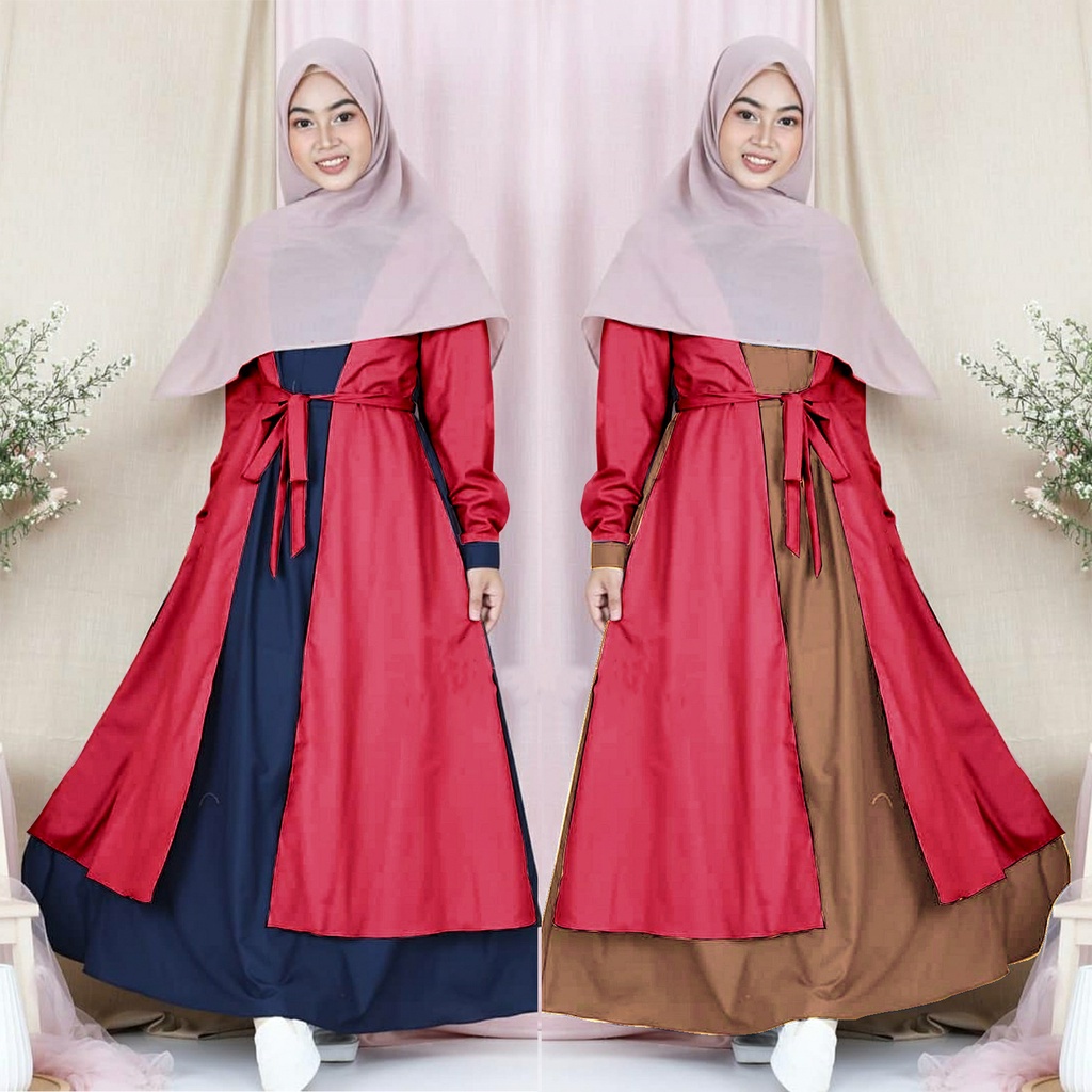 Gamis Blazer Sabyan Gamis Polos syari kekinian baju lebaran remaja Simple muslim pesta kekinian  kon