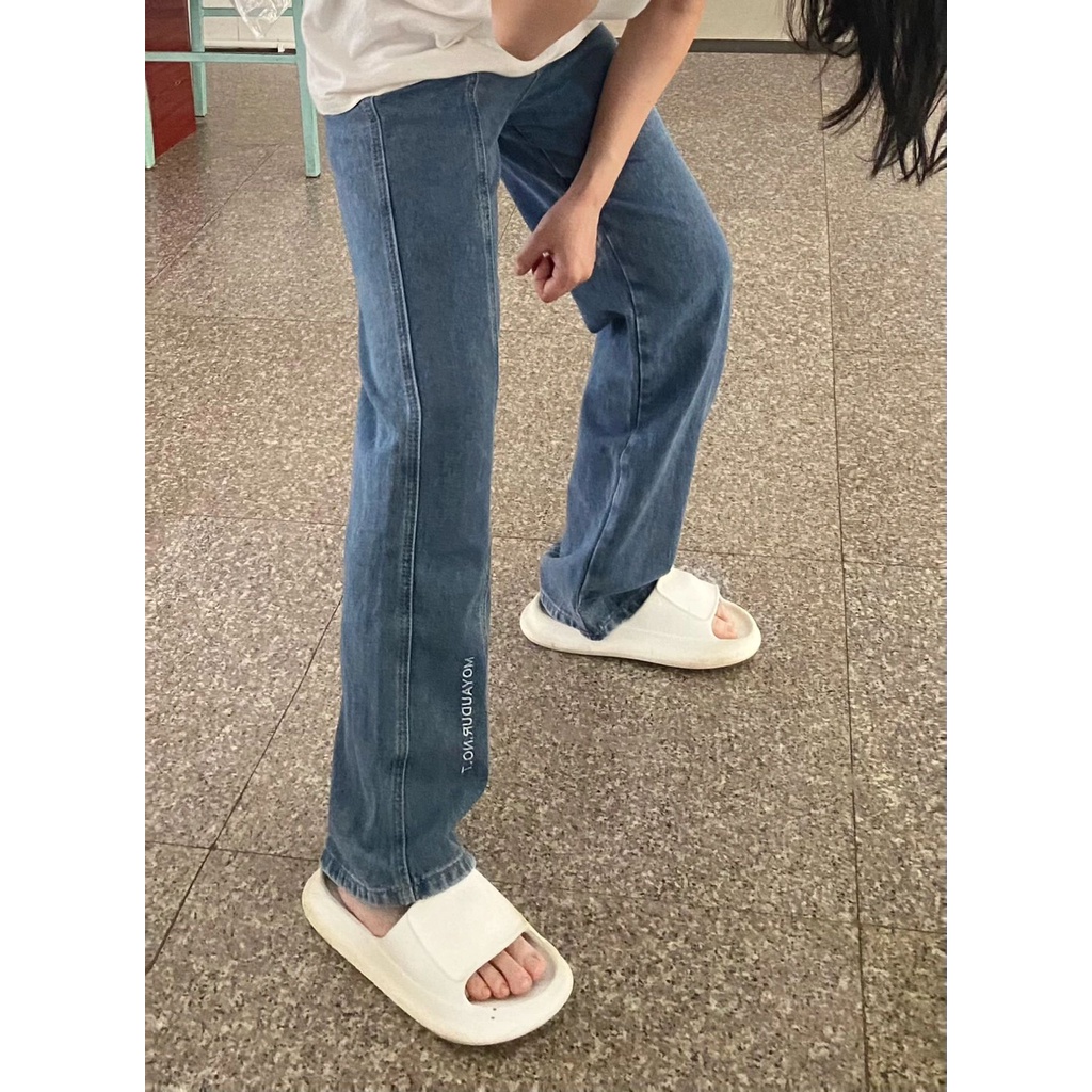 Biru Celana Panjang Jeans Wanita  / Highwaist Kulot Jeans Wanita Korean Kekinian