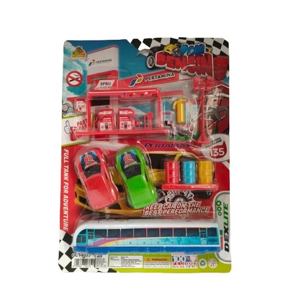 MAINAN OCT POM BENSIN PERTAMINA SATU SET MOBIL / SPBU MAINAN ANAK