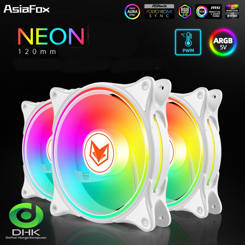 Fan NEON 12cm Sinkron ARGB PWM Coolmoon Asia Fox fan casing