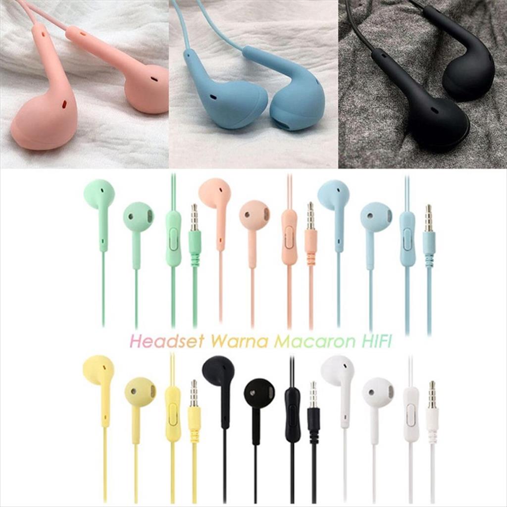 MJS 524 - Headset Handsfree Matte  Macaron U19 Hifi Stereo Extra Bass Colorfull Earphone Jack 3.5mm With Mic