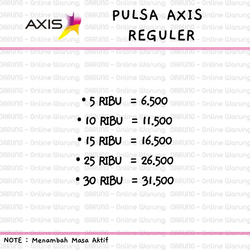 PULSA AXIS REGULER/ISI PULSA ELEKTRIK AXIS 5 10 15 25 30 RIBU TERMURAH