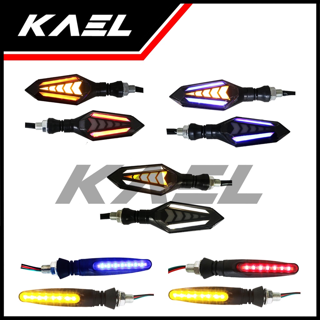 Lampu Sein Assy Running LED Panah 2 Sisi Biru-Merah-Putih Sen-Riting Depan-Belakang CBR &amp; CB &amp; Vixion &amp; Tiger &amp; Vario 125-150 New &amp; ADV &amp; Aerox &amp; CRF