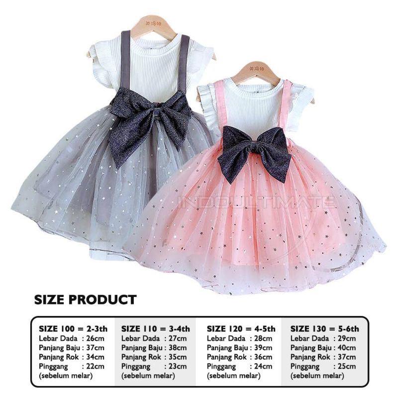 [1-6T] SETELAN BAJU ROK TUTU OVERALL DRESS ANAK BOWIE / SETELAN ROK TUTU IMPORT 1-6 TAHUN BOWIE / SETELAN ROK TUTU ANAK BOWIE