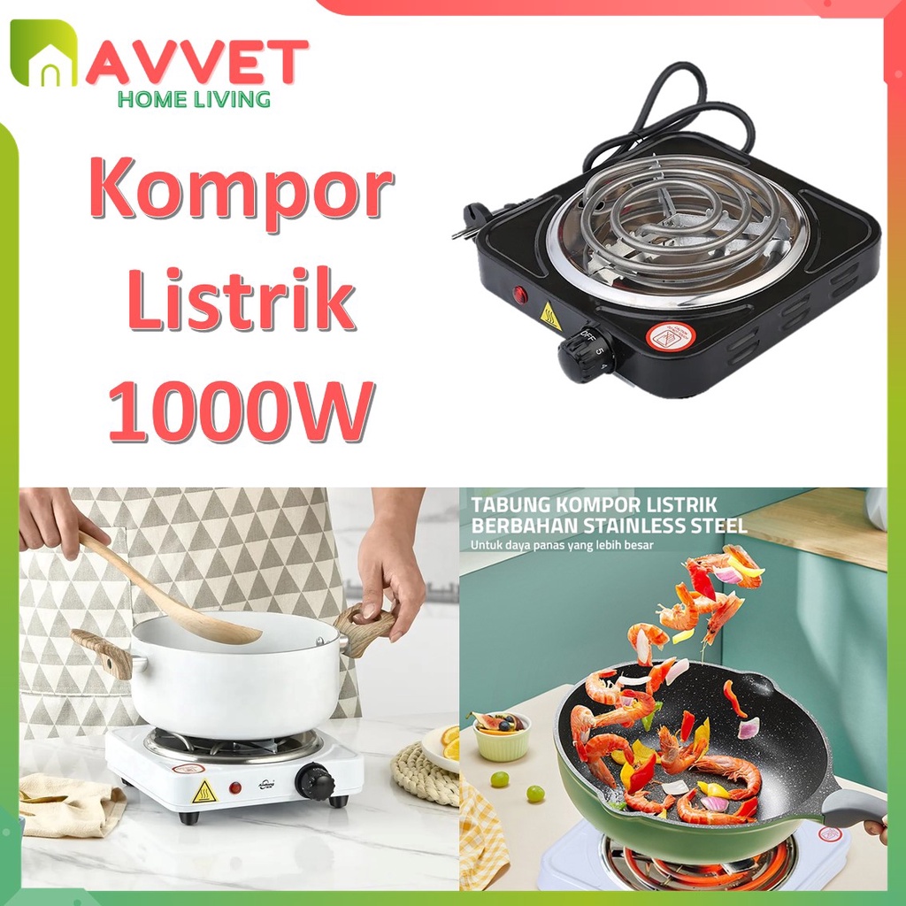 AVVET Kompor Listrik Mini Electric Stove Portable Hotplate Electric Cooking Kompor Mini Satu Tungku Dengan 5 Kecepatan Panas