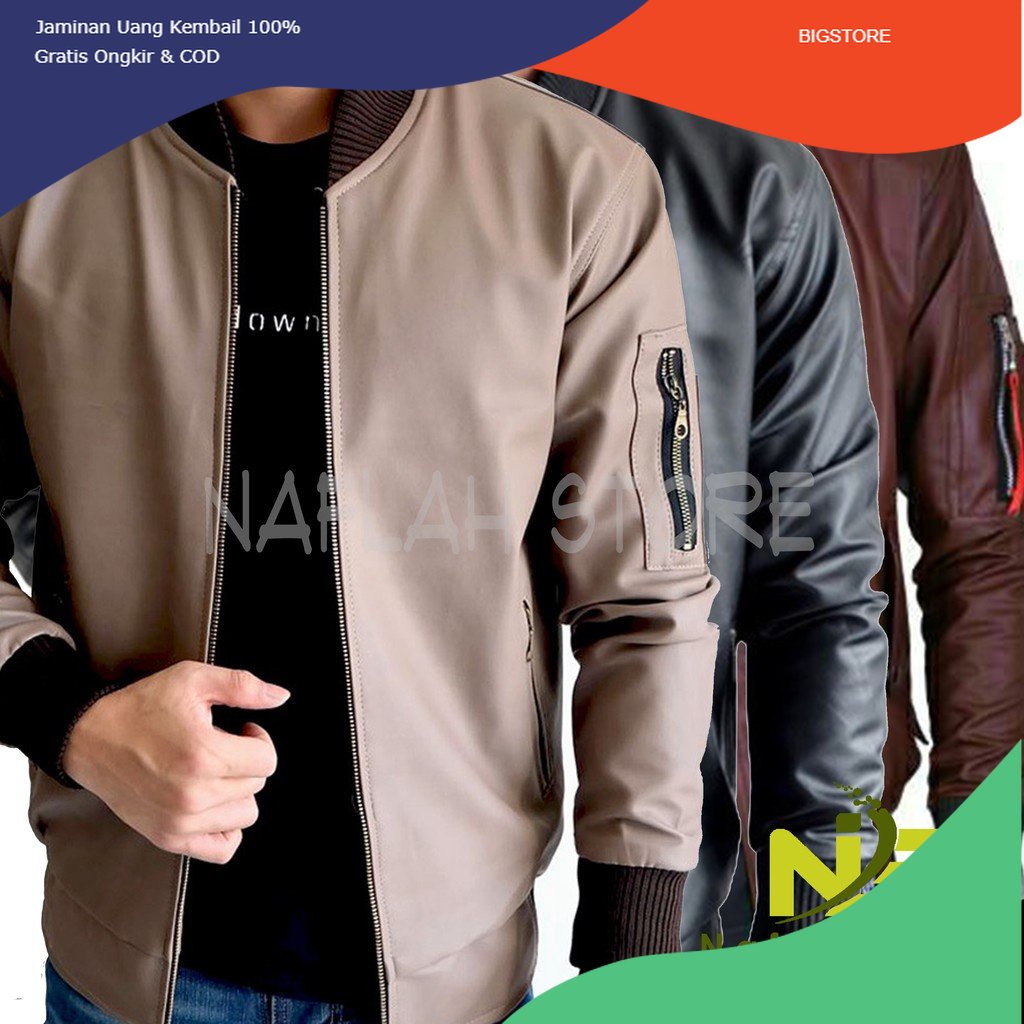 Jaket Kulit Pria asli Bomber Elegant Brownie ARL 033 Silverstone RFLA Ariel Noah