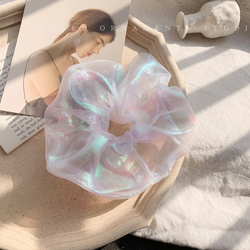 Scrunchie Organza Transparan Mika Kaca Mengkilap Ikat Rambut Cepol Cemol Kuncir Hijab Murah Kunciran Ala Korea Aksesoris Tali Jepang