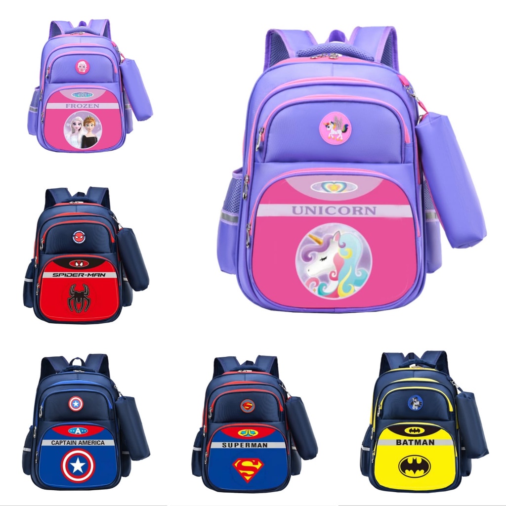 NEW TAS RANSEL ANAK SEKOLAH SD IMPORT FREE TEMPAT PENSIL 2IN1 3D 00520-00525