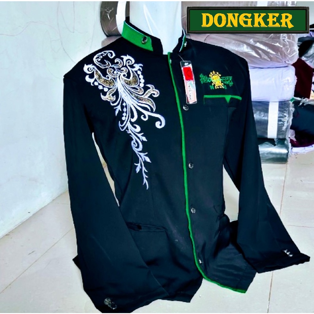 JAS PASANGAN ANAK REMAJA DAN DEWASA / KOKO MODEL TERBARU PAKAIAN MUSLIM PRIA Jasko Hijau  Bordir NU