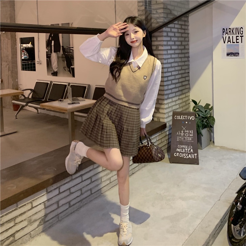 Knit Vest Wanita Crop Top Rajut Rompi Korean Style Outer Wanita Polos Top