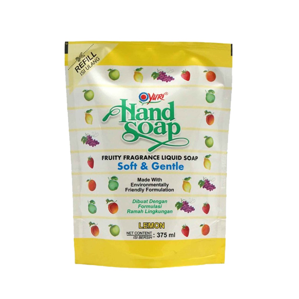 Yuri Hand Soap/ Soft &amp; Gentle/ Sabun Cuci Tangan Lemon/ 375ml