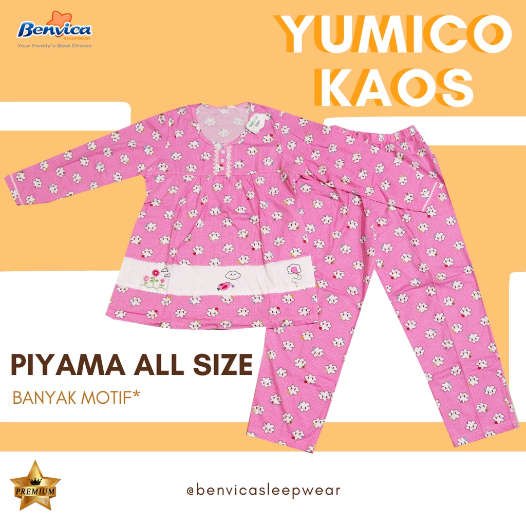 BAJU TIDUR  PIYAMA LENGAN PANJANG KAOS PREMIUM YUMICO ALL SIZE