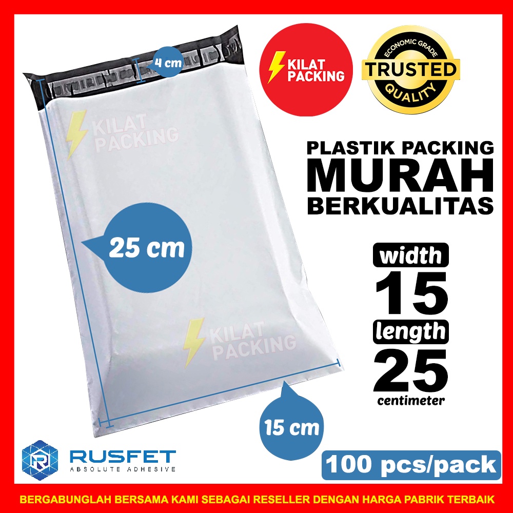 

POLYMAILER EKONOMIS PUTIH 15CM x 25CM - PLASTIK PACKING ISI ±100 LEMBAR - HARGA DIJAMIN TERMURAH