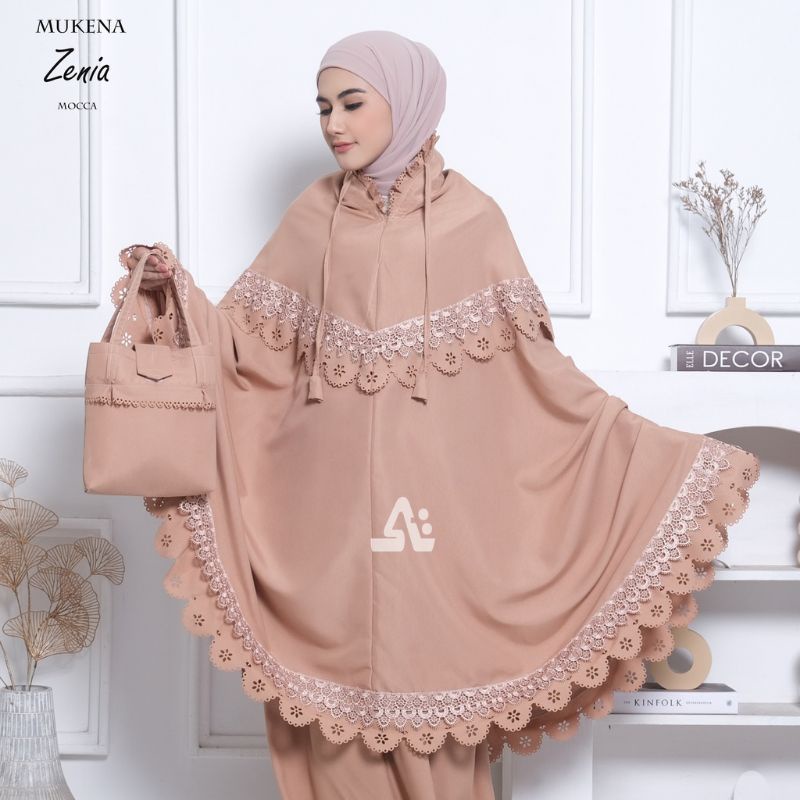 MUKENA DEWASA RENDA MEWAH LASERCUT 2in1 ZENIA