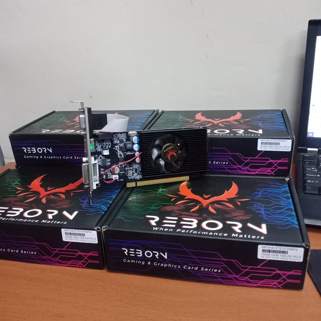 VGA GEFORCE VGA REBORN GAMING NVIDIA  PCI XPRESS  GT210 1GB DDR3 64BIT SISTEM GARANSI 1 TAHUN