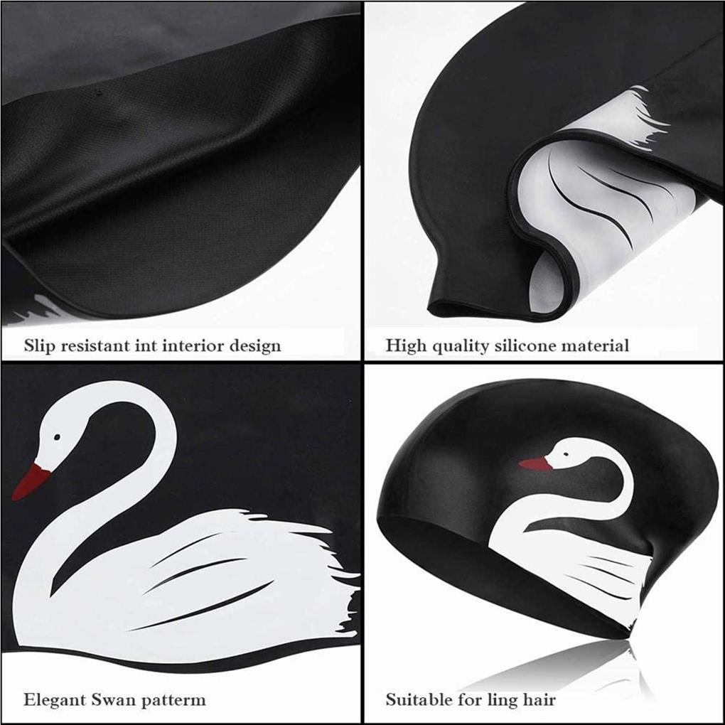 Topi Renang Silikon Untuk Wanita Dan Pria Swan Swimming Cap Bathing Cap Topi Renang Anti Air