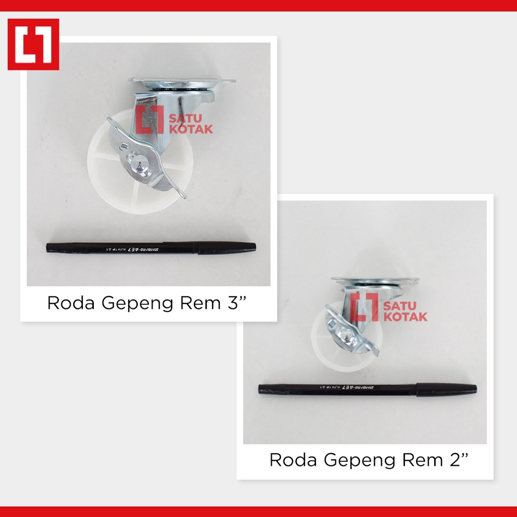 Roda Kastor Nylon Gerobak Etalase Lemari 2/ 3 Inch Hidup Rem - Weldom