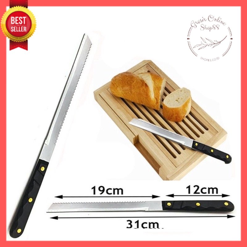 GOS -A210- Pisau Roti 2 Sisi - Bread Cake Knife - Pisau Roti Stainless Steel