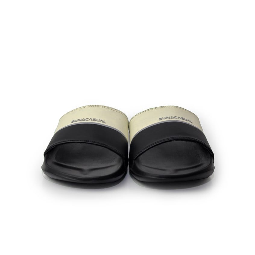 Sun Casual - Vol 3 White / Black | Slippers Slide | Sandal Pria | Sandal Wanita | Sandal Unisex