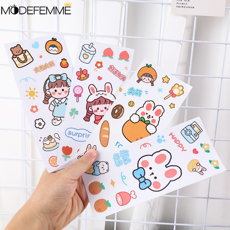 Gadis Lucu Cangkir Air Stiker DIY Diary Stiker Hias Perlengkapan Kantor Sekolah Tahan Air Alat Tulis Aksesoris Dekoratif Little Bunny Handbook Stickers