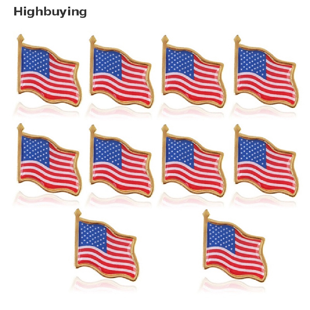 Hbid Bendera Amerika Kerah Melambai Pin Bangga USA Tie Tack Badge Bag Bros Dekorasi Hadiah Glory