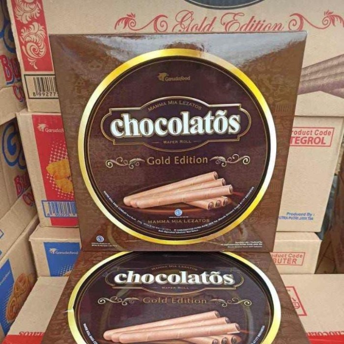 

GarudaFood Chocolatos Wafer Roll Gold Edition 350 GR Coklat ORIGINAL