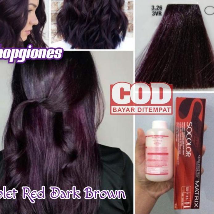 ✼ Cat Rambut Matrix Socolor 3.26 Violet dark Brown + Oxydant campuran ungu wonder spa keratin nutup 