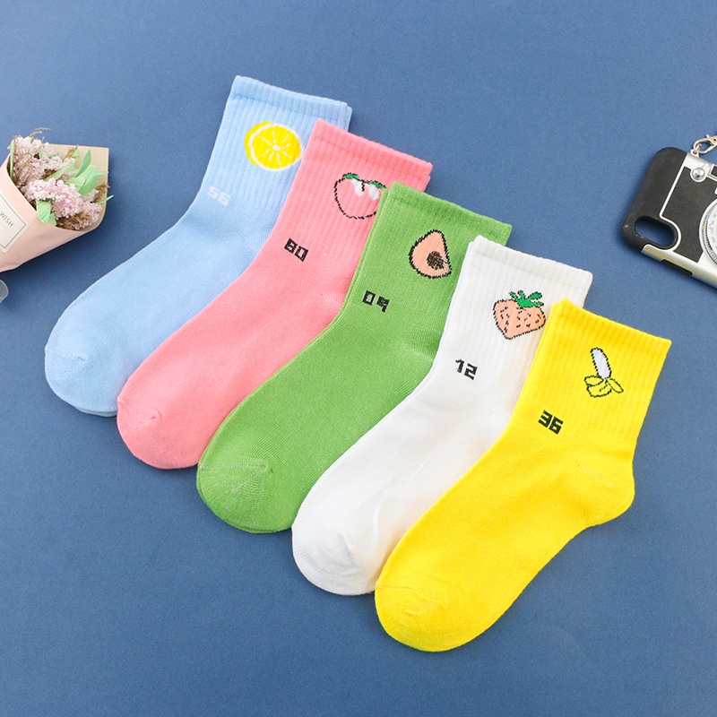 ⭐️𝐈𝐇𝐒 𝟕𝟗𝟓 𝐋𝐚𝐦𝐩𝐮𝐧𝐠⭐️Kaos Kaki Pria Wanita Motif Buah Buahan Kaos Kaki Panjang Japanese Fashion