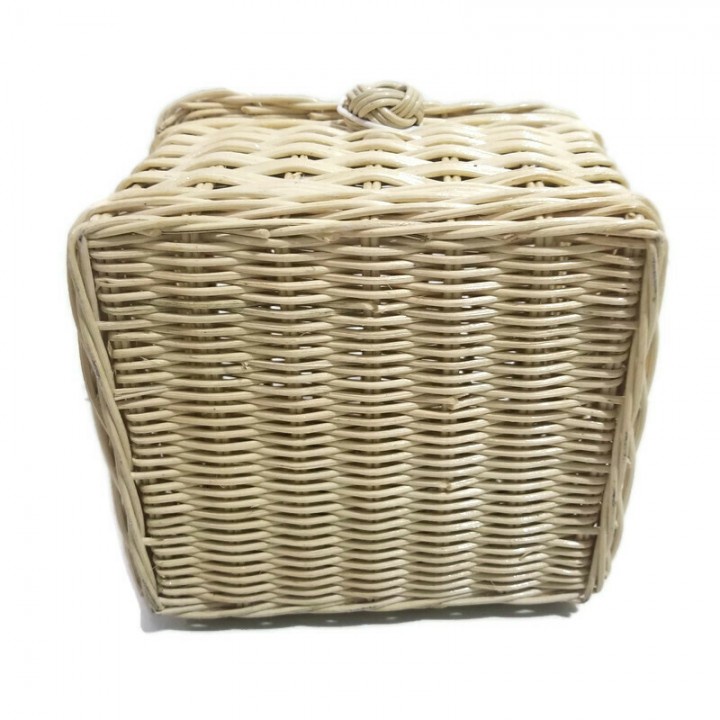 17 Kerajinan Tangan Rotan - Keranjang Kotak Handle Atas Corak 20x18x14cm